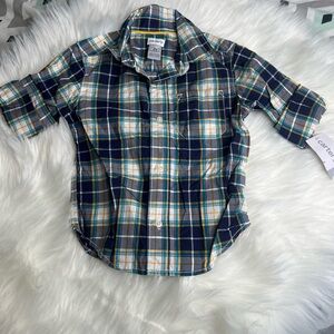 NWT Carter's Boy's Blue, White and Yellow Plaid Button Up Size 2T